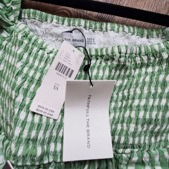 NWT Anthropologie Faithfull Lilou Smocked Maxi Dress Womens XS Green Gingham - Picture 4 of 7